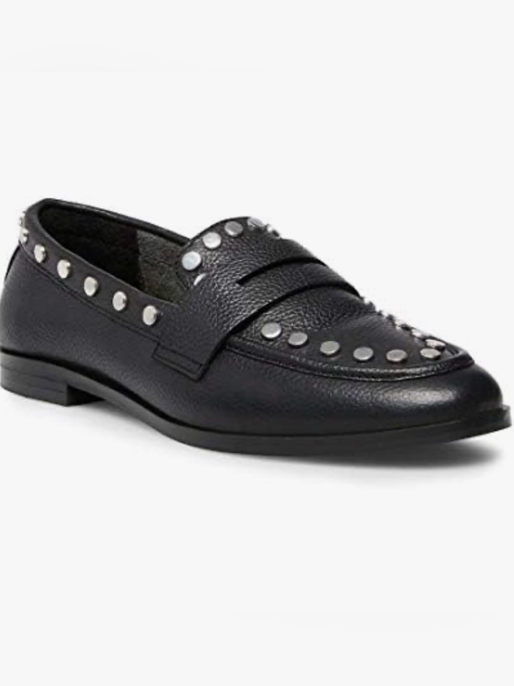 STEVEN by Steve Madden Size 8.5 Black Ample Loafer Studded Leather New